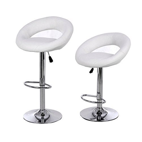 2 x PU Leather Hydraulic Lift Adjustable Counter Bar Stool Dining Chair White -Pack of 2 (153) Made By jersey seating