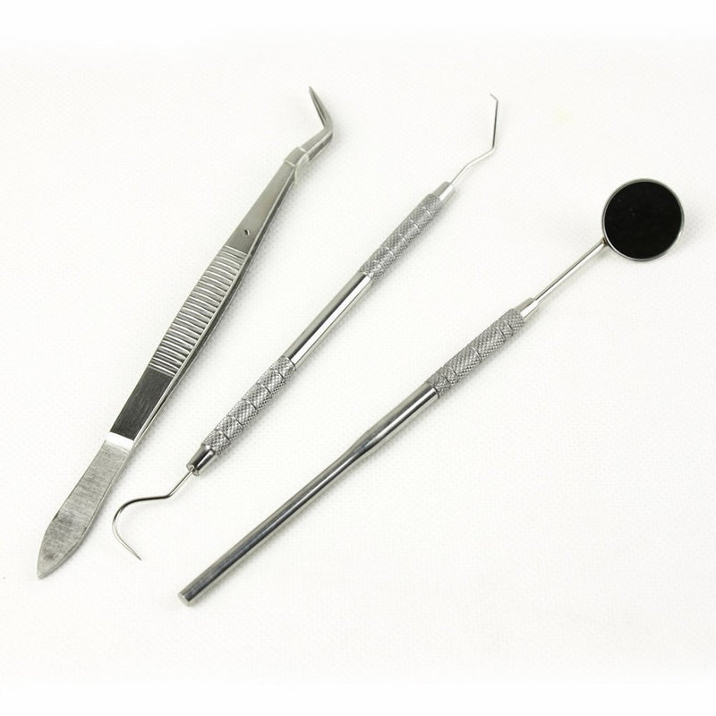 3 pcs of Basic Dental Instruments Set Mirror Explorer C. plier