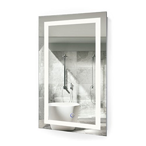 LED Bathroom Mirror 18 Inch X 30 Inch | Lighted Vanity Mirror Includes Dimmer and Defogger | Wall Mount Vertical or Horizontal Installation |