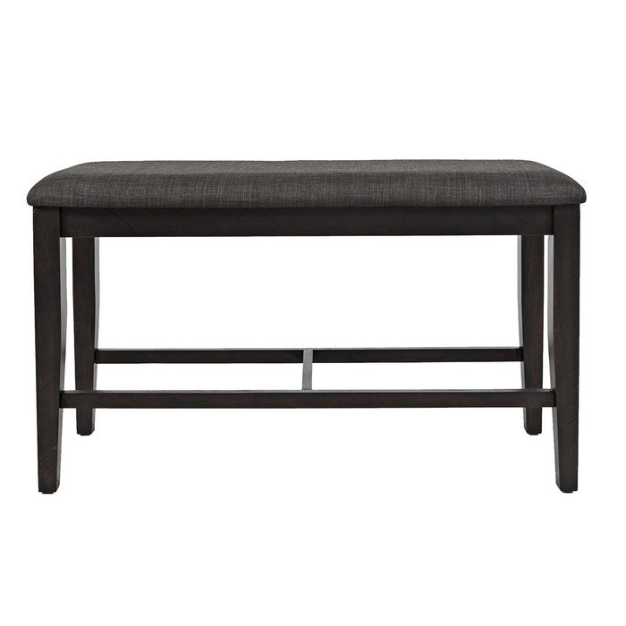 Counter Height Bench with Cushioned Seat and Tapered Legs, Gray