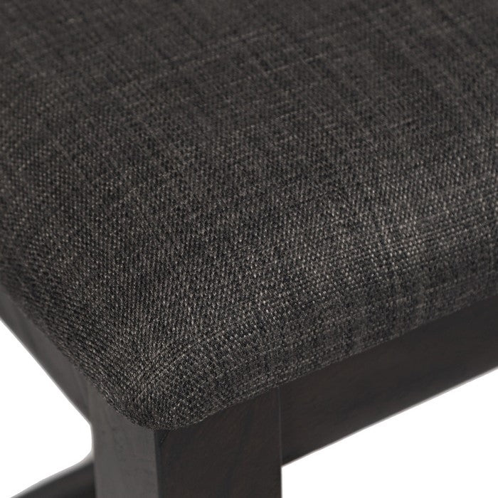 Counter Height Bench with Cushioned Seat and Tapered Legs, Gray