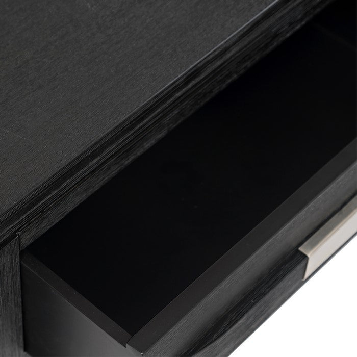 Wooden Cocktail Table with 4 Drawers and Metal Accented Pull, Dark Gray