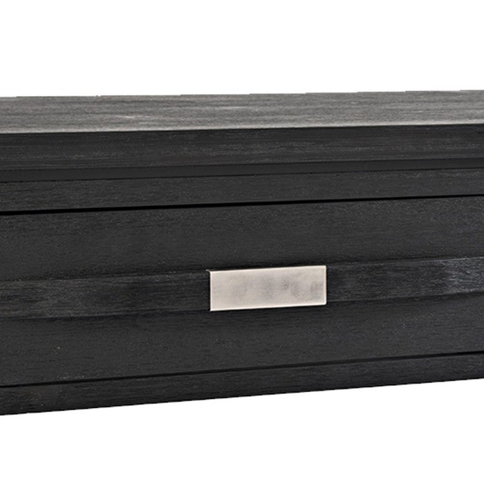 Wooden Cocktail Table with 4 Drawers and Metal Accented Pull, Dark Gray