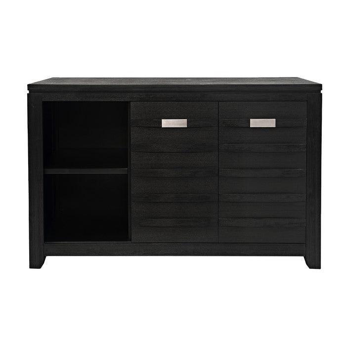 Wooden Server with 2 Sliding Door and 3 Drawers, Dark Gray
