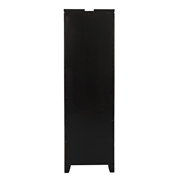 Wooden Bookcase with 2 Drawers and 2 Glass Shelves, Dark Gray