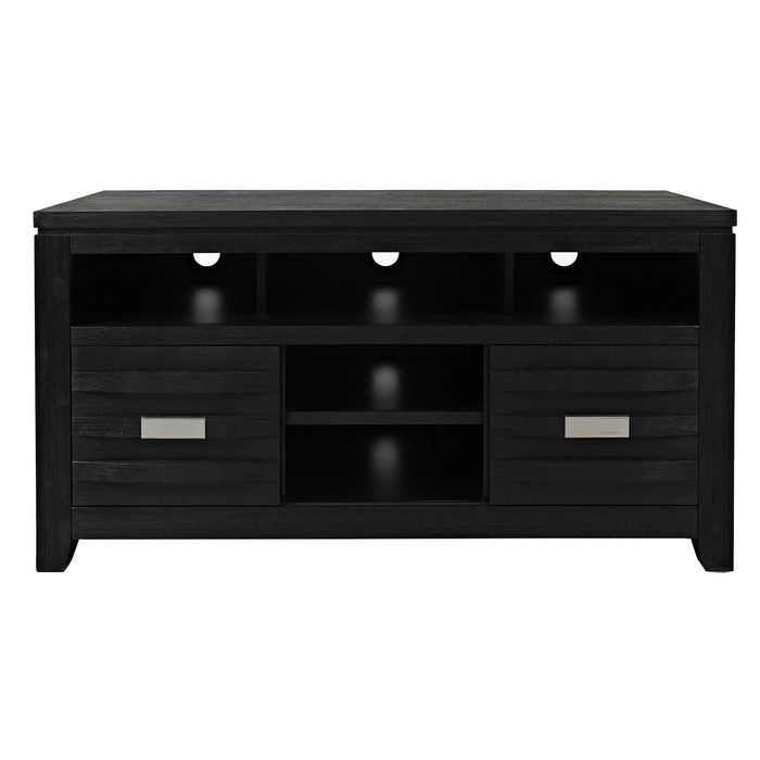 50 Inch Wooden Media Console Table with 3 Open Compartments, Dark Gray