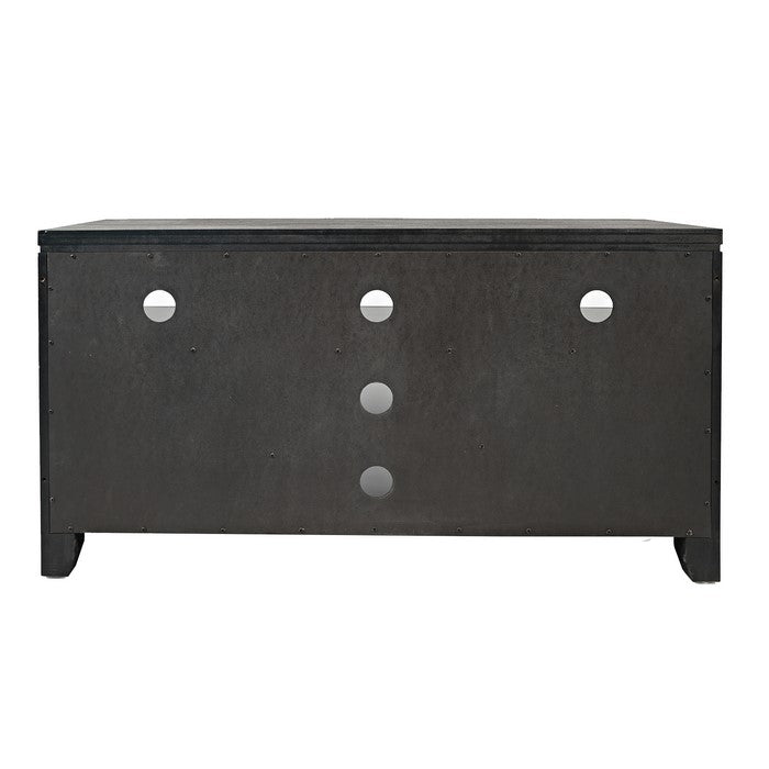 50 Inch Wooden Media Console Table with 3 Open Compartments, Dark Gray