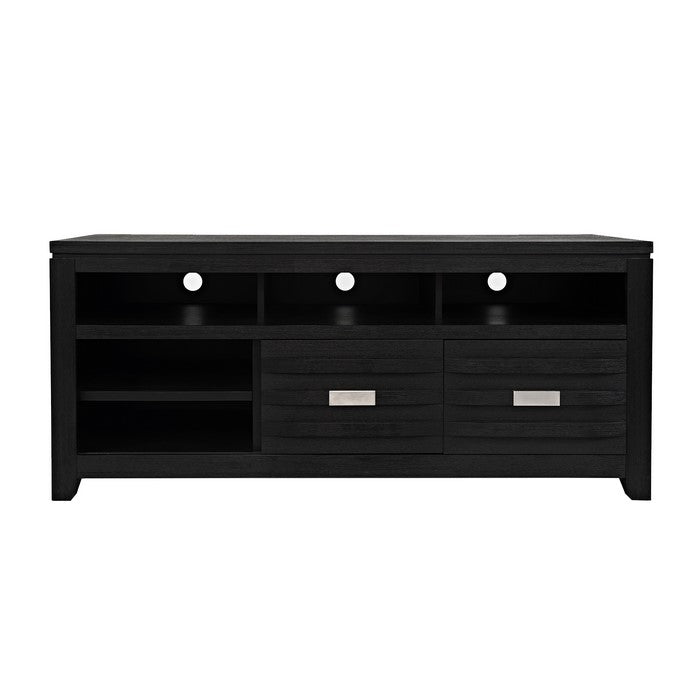 60 Inch Wooden Media Console Table with 3 Open Compartments, Dark Gray