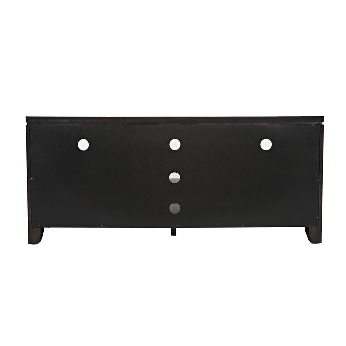 60 Inch Wooden Media Console Table with 3 Open Compartments, Dark Gray