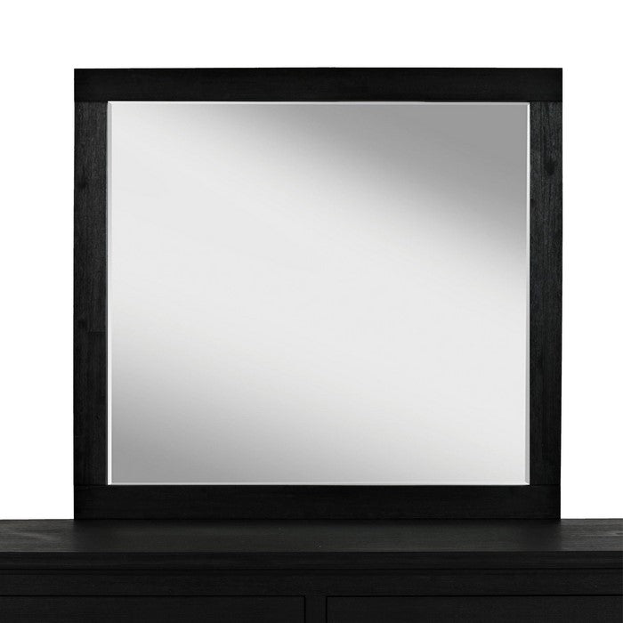 37 X 40 Inch Dressing Mirror with Wooden Frame, Dark Gray and Silver