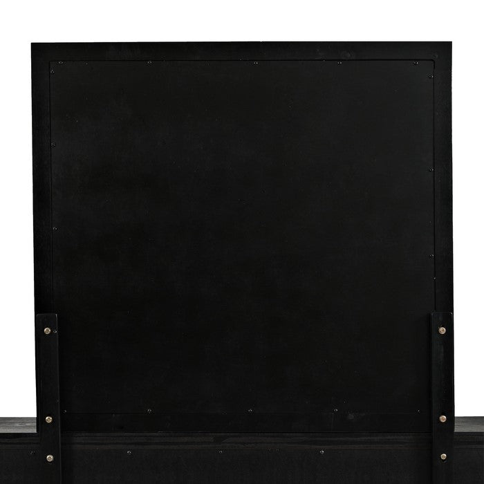 37 X 40 Inch Dressing Mirror with Wooden Frame, Dark Gray and Silver