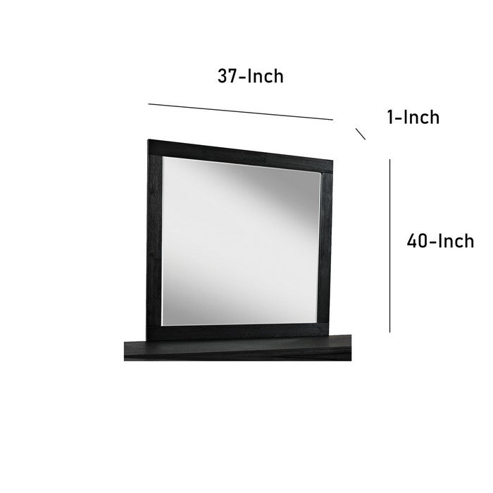 37 X 40 Inch Dressing Mirror with Wooden Frame, Dark Gray and Silver
