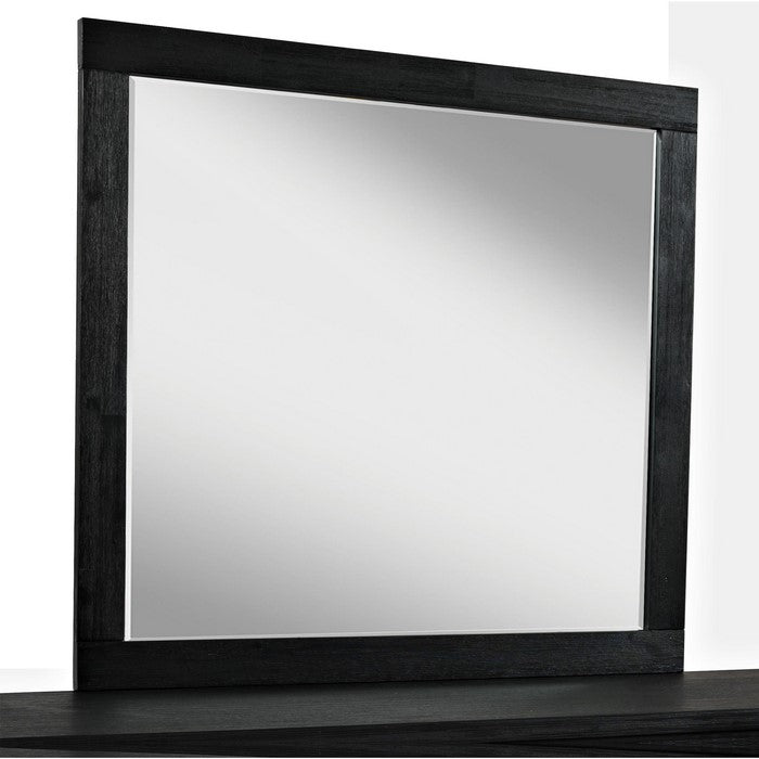 37 X 40 Inch Dressing Mirror with Wooden Frame, Dark Gray and Silver