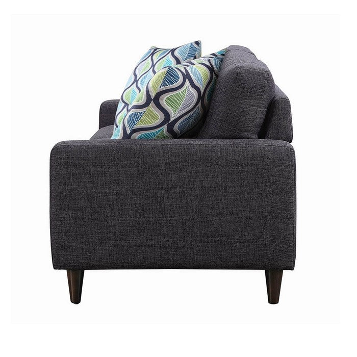 Fabric Upholstered Sofa with Button Tufted Back and Track Arms, Gray