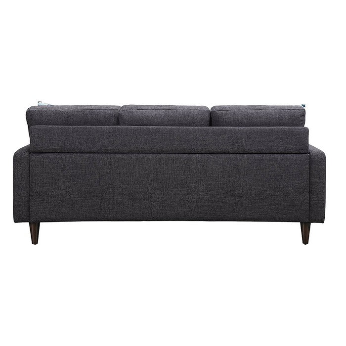 Fabric Upholstered Sofa with Button Tufted Back and Track Arms, Gray