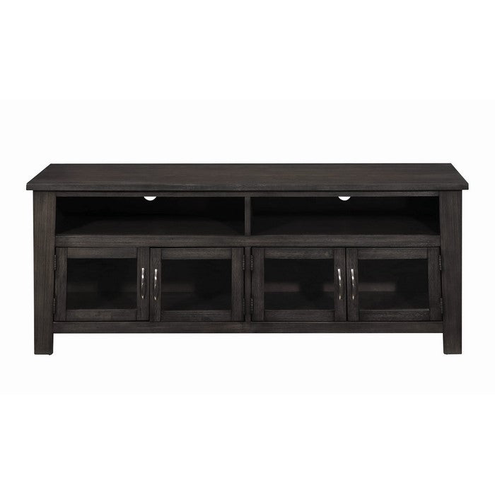 60 Inch Television Console with Open Shelves and Door Cabinets, DarkGray