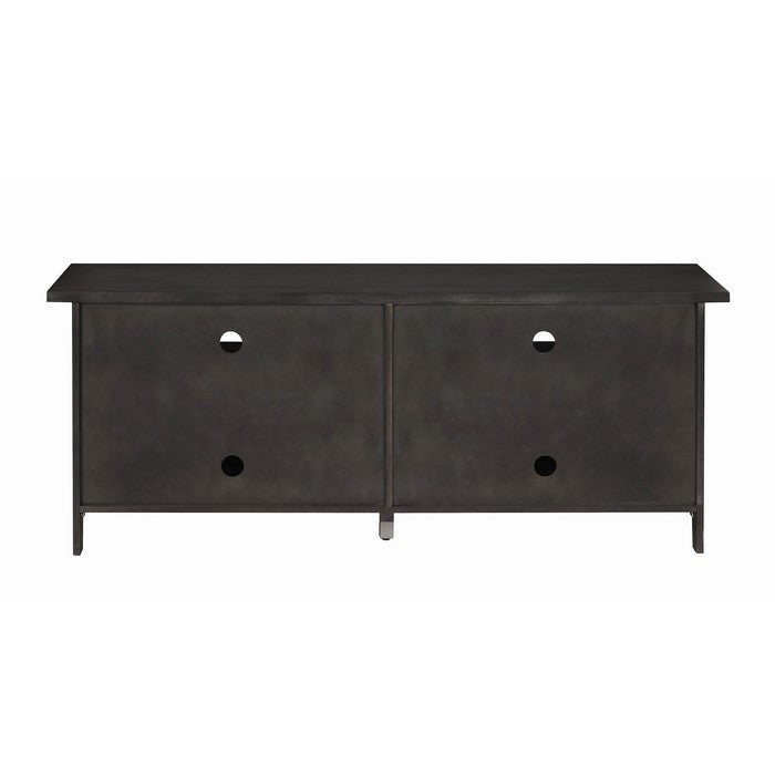 60 Inch Television Console with Open Shelves and Door Cabinets, DarkGray