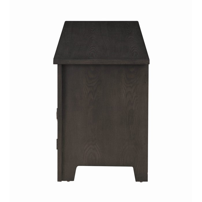 60 Inch Television Console with Open Shelves and Door Cabinets, DarkGray