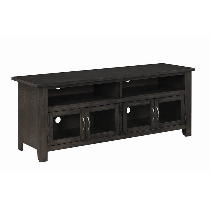 60 Inch Television Console with Open Shelves and Door Cabinets, DarkGray