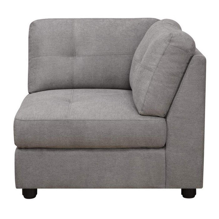 Fabric Upholstered Sectional Corner with Tufted Details, Gray