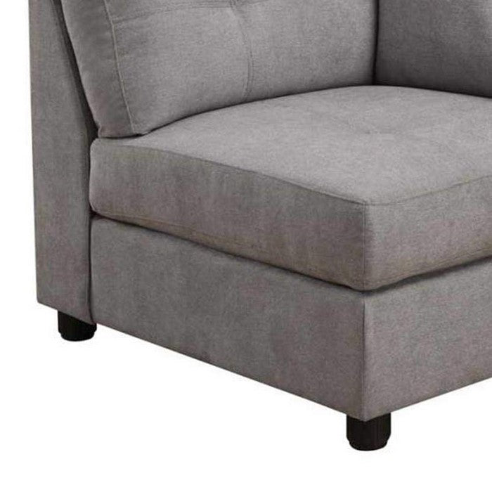 Fabric Upholstered Sectional Corner with Tufted Details, Gray