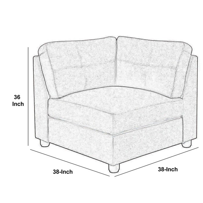 Fabric Upholstered Sectional Corner with Tufted Details, Gray