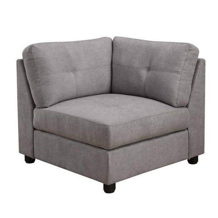 Fabric Upholstered Sectional Corner with Tufted Details, Gray