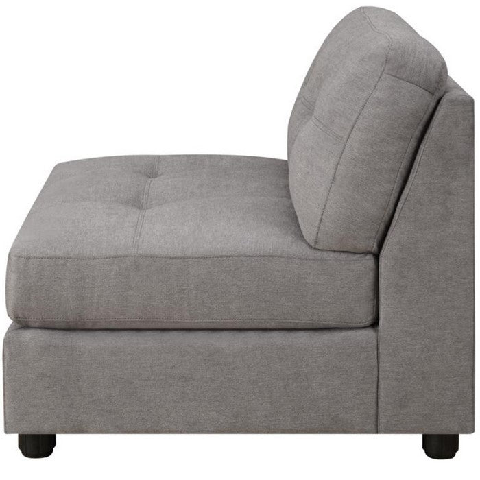 Fabric Upholstered Armless Chair with Tufted Details, Gray