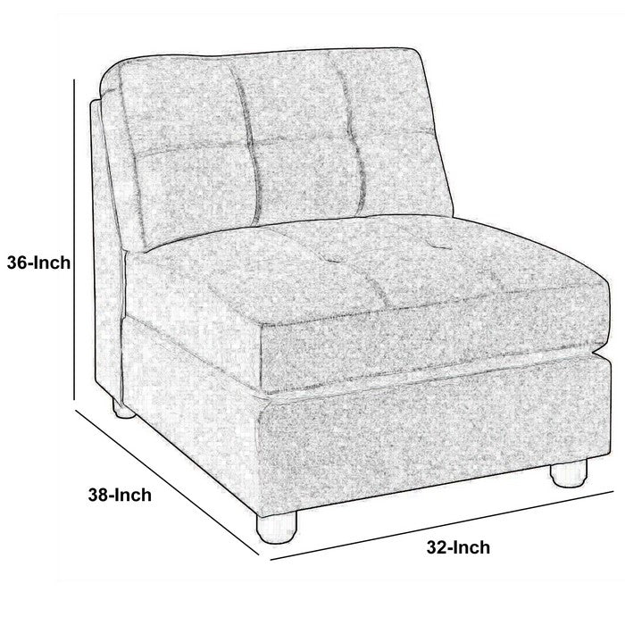 Fabric Upholstered Armless Chair with Tufted Details, Gray