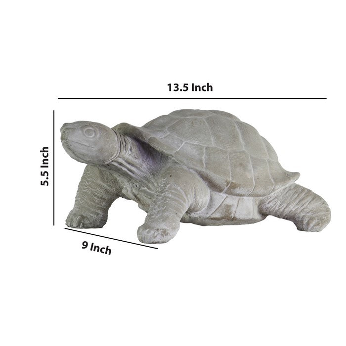 Cement Figurine of Turtle Facing Sideways with Concrete Finish, Gray