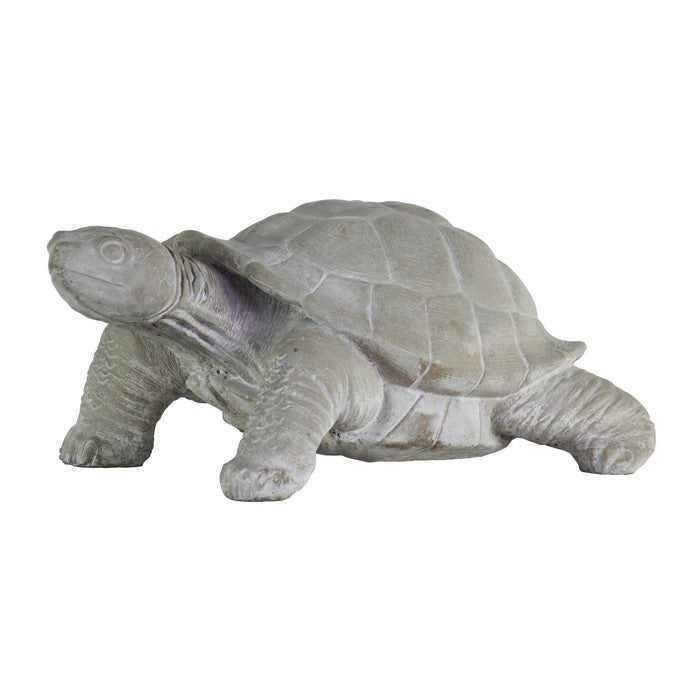 Cement Figurine of Turtle Facing Sideways with Concrete Finish, Gray