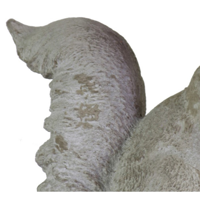 Cement Figurine of Squirrel Sitting Sideways and Holding a Nut, Gray