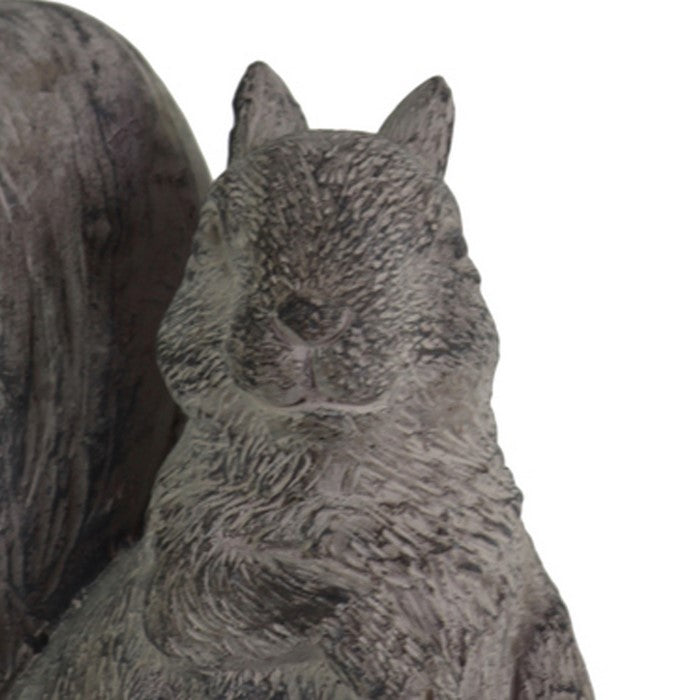 Cement Figurine of Squirrel Sitting Sideways with Hands Unoccupied, Gray