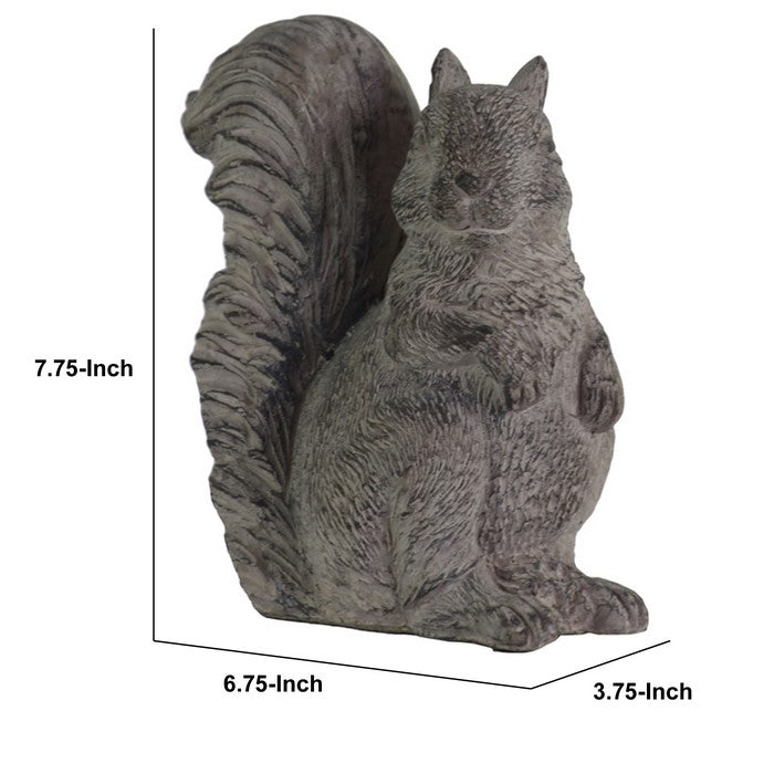 Cement Figurine of Squirrel Sitting Sideways with Hands Unoccupied, Gray