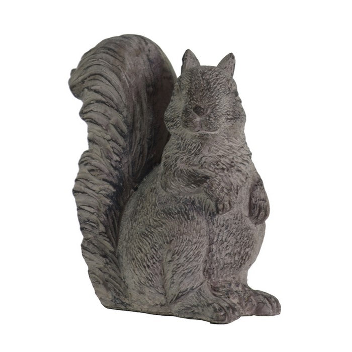 Cement Figurine of Squirrel Sitting Sideways with Hands Unoccupied, Gray