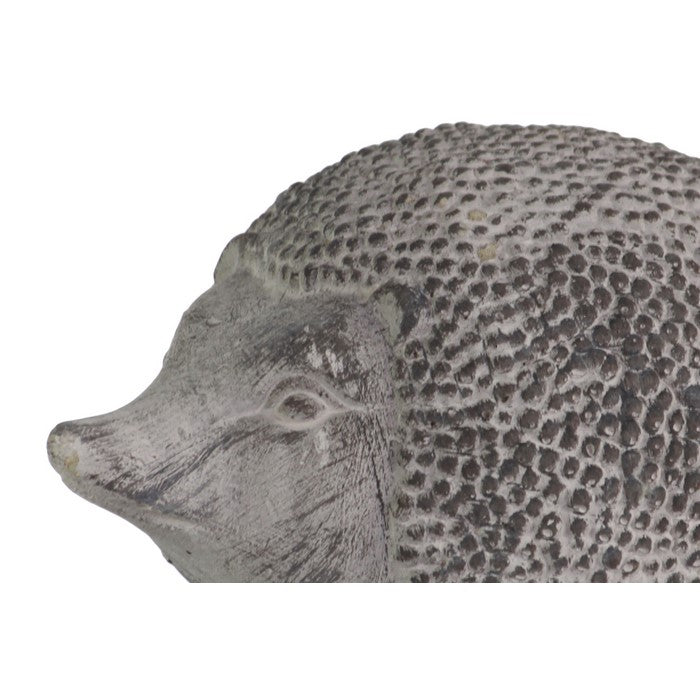 Cement Figurine of Hedgehog Sitting and Looking Straight, Gray