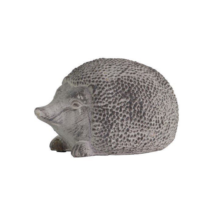 Cement Figurine of Hedgehog Sitting and Looking Straight, Gray