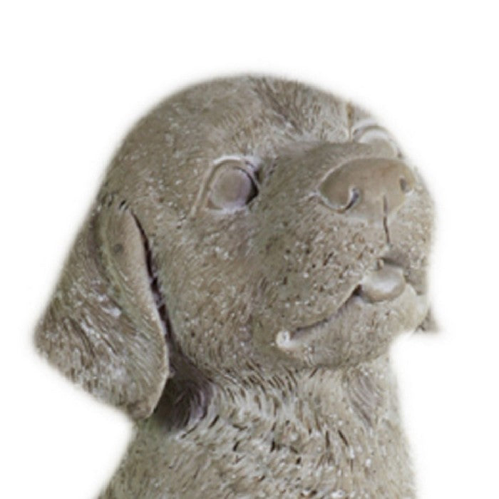 Cement Figurine of Labrador Puppy Sticking The Tongue Out, Gray