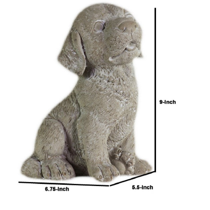 Cement Figurine of Labrador Puppy Sticking The Tongue Out, Gray