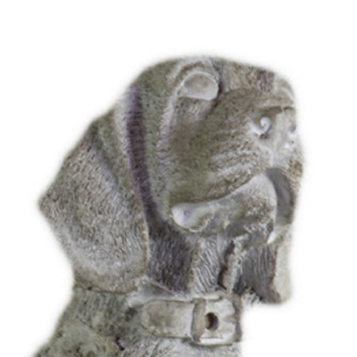 Cement Figurine of Beagle with Tilted Head and Collar on Neck, Gray