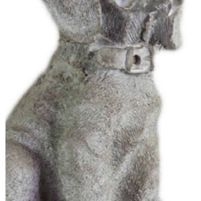 Cement Figurine of Beagle with Tilted Head and Collar on Neck, Gray
