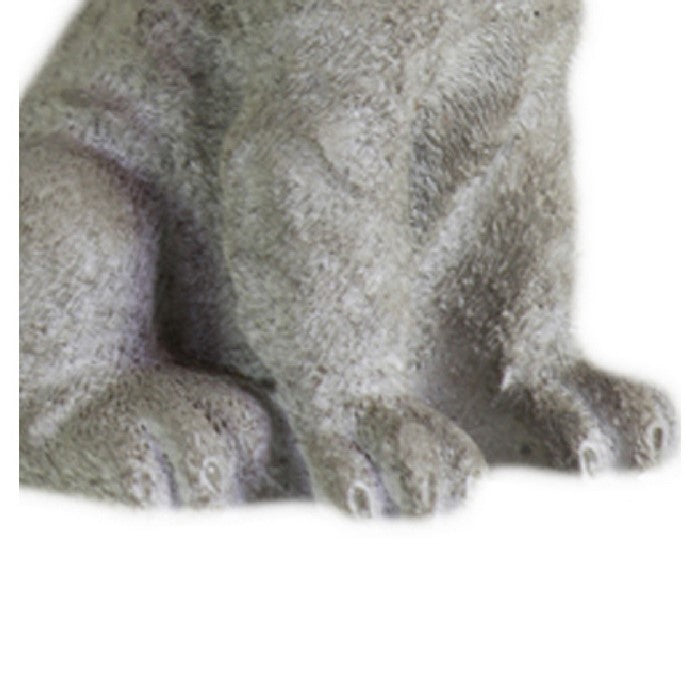 Cement Figurine of Beagle with Tilted Head and Collar on Neck, Gray