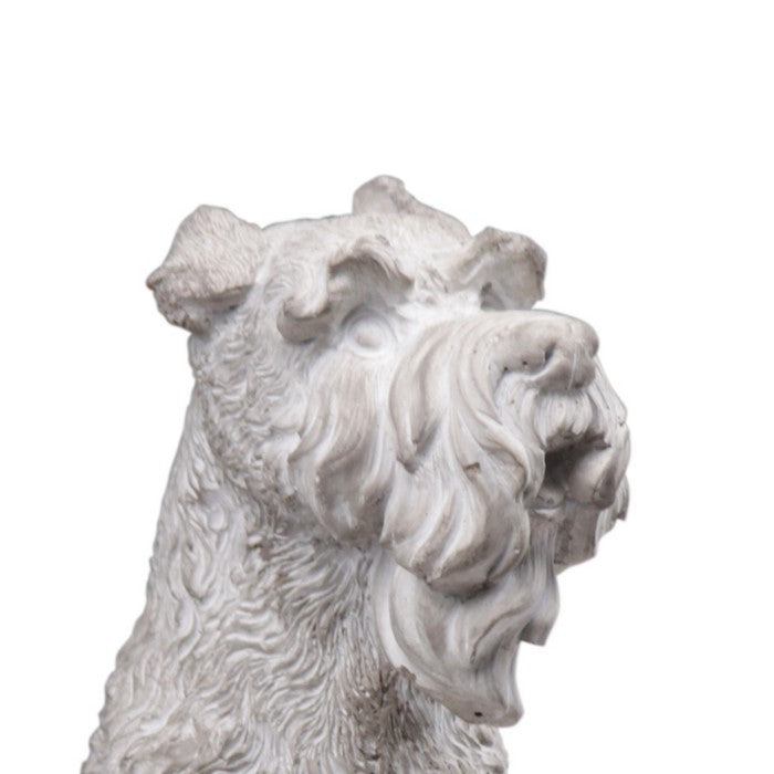 Cement Figurine of Scottish Terrier with 2 Puppies in Concrete Finish, Gray