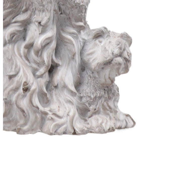 Cement Figurine of Scottish Terrier with 2 Puppies in Concrete Finish, Gray