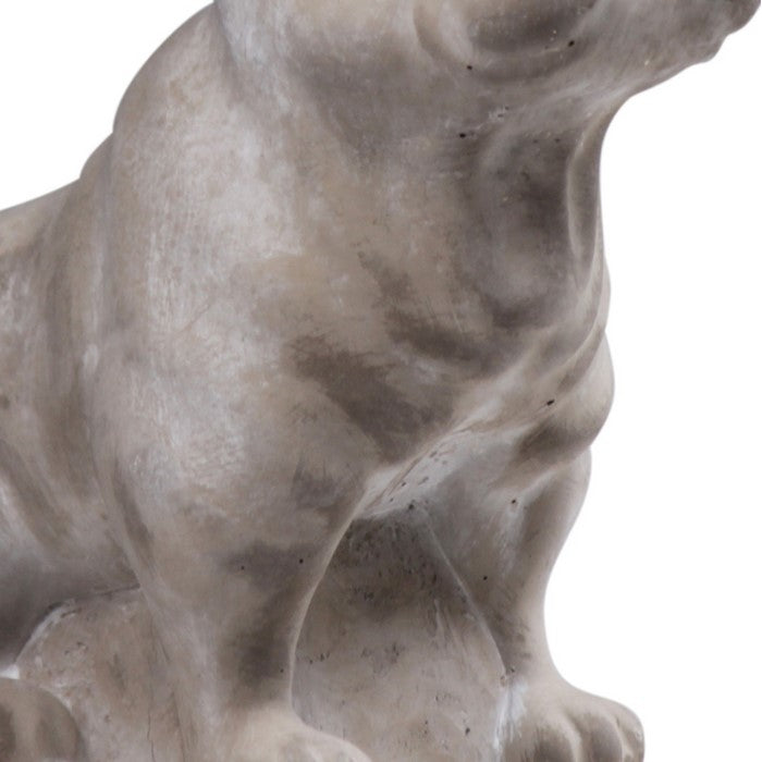 Cement Figurine of French Bulldog Sitting Upright in Concrete Finish, Gray