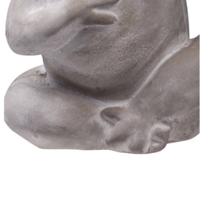 Cement Figurine of Crowned Frog Leaning Sideways with Concrete Finish, Gray