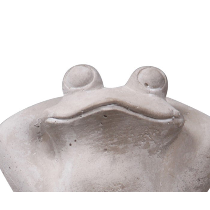Cement Figurine of Frog Sitting Upright in Concrete Finish, Gray