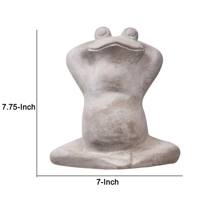 Cement Figurine of Frog Sitting Upright in Concrete Finish, Gray