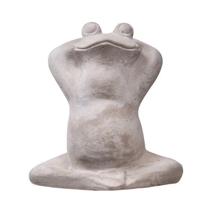 Cement Figurine of Frog Sitting Upright in Concrete Finish, Gray