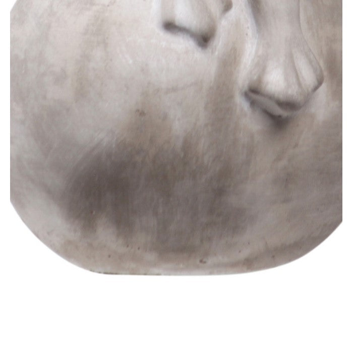 Cement Figurine of Crowned Frog with Resting Arms and Sitting On Ball, Gray